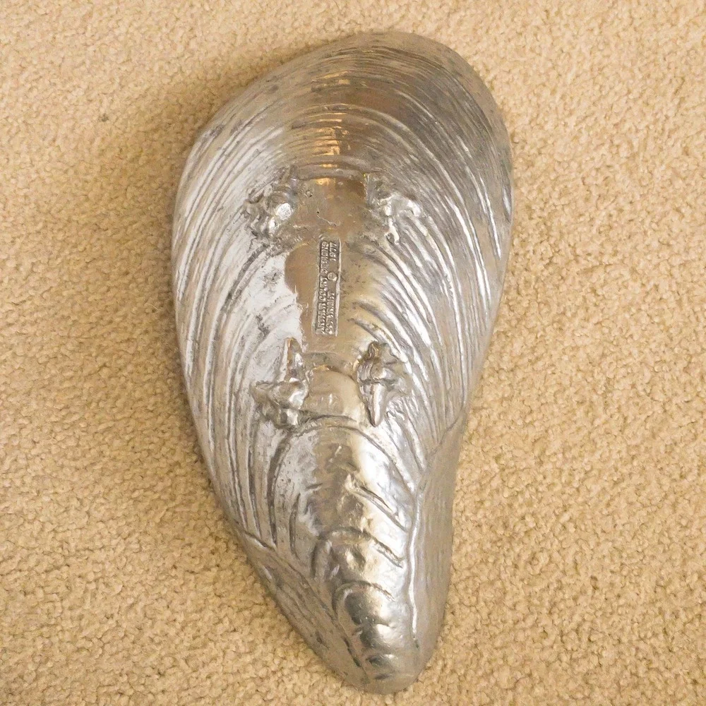 Arthur Court Mussel Shell Serving Bowl Silver Vintage 1977 Aluminum